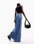 ASOS DESIGN lightweight denim maxi skirt with split front in blue