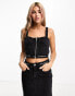 Фото #2 товара Calvin Klein Jeans logo tape bustier top in black - exclusive to ASOS