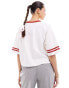 Фото #4 товара Miss Selfridge short sleeve V neck New York tipped cropped t-shirt in white and red