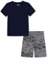 Фото #2 товара Toddler & Little Boys Logo T-Shirt & Printed Shorts, 2 Piece Set