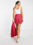 River Island co-ord dogtooth boucle skort in bright pink