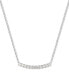 Cubic Zirconia Curved Bar 18" Pendant Necklace in Sterling Silver