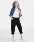 Фото #2 товара Petite Pull-On Mid-Rise Rolled Cuff Capri Pants, Created for Macy's