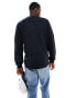 Brave Soul crew neck textured knitted jumper in navy