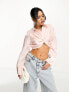 Фото #2 товара ASOS DESIGN metallic cropped twist front shirt in cosmetic pink