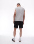 Фото #3 товара Topman oversized fit jersey short with crinkle plisse texture in black