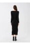 V Yaka Düz Uzun Kollu Kadın Elbise