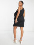 Фото #3 товара Платье Urban Revivo черное на одно плечо с деталями волана