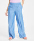 Women's High-Rise Chambray Wide-Leg Pants, Created for Macy's