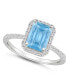 Lab-Grown Spinel Aquamarine (1-3/4 ct. t.w.) and Lab-Grown Sapphire (1/4 ct. t.w.) Halo Ring in 10K White Gold