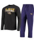 Men's Purple, Heathered Charcoal Distressed LSU Tigers Meter Long Sleeve T-shirt and Pants Sleep Set