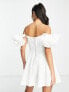 Фото #2 товара Bardot ruffle sleeve corset mini dress in white