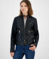 Фото #1 товара Women's Leather Snap-Collar Jacket
