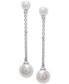 ფოტო #3 პროდუქტის Cultured Freshwater Pearl (3 & 5mm) Chain Linear Drop Earrings in Sterling Silver