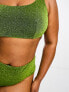 Фото #4 товара ASOS DESIGN Curve mix and match glitter square neck crop bikini top in green