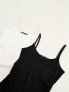 Фото #2 товара Threadbare Maternity 2 pack nursing cami vest top in black and white