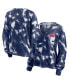 ფოტო #1 პროდუქტის Women's White and Navy Cleveland Guardians Tie-Dye V-Neck Pullover Cropped T-shirt