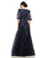 Women's High Neck Puff Sleeve A Line Gown