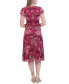 Women's Printed V-Neck Ruched Midi Dress