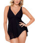 Swim Solutions Black Crochet Flyaway Tummy-Control Swimdress Black 8 - фото #1