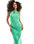 Фото #4 товара ASOS DESIGN satin square neck maxi dress with cowl back detail in Green