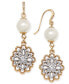 Two-Tone Crystal Filigree & Imitation Pearl Drop Earrings, Created for Macy's