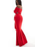 True Violet ruffle bardot maxi dress in red