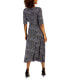 Фото #2 товара Women's Printed Belted Elbow-Sleeve Midi Dress