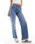 ASOS DESIGN Hourglass wide leg dad jeans in mid blue