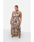 Фото #2 товара Plus Size Kenya Leopard Halter Maxi Slip Dress