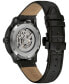 ფოტო #3 პროდუქტის Men's Automatic Sutton Black Leather Strap Watch 43mm, A Macy's Exclusive