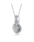 Фото #3 товара Sterling Silver with Rhodium Plated Round Cubic Zirconia Drop Pendant Necklace