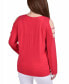 ფოტო #2 პროდუქტის Petite Long Sleeve Knit Crepe Rhinestone Top