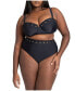 Фото #1 товара Plus Size Grommet Detail Bikini Bottom - 28, Black