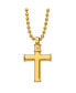 Polished Yellow IP-plated Cross Pendant Ball Chain Necklace