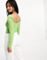 Glamorous long sleeve sweetheart neck bodysuit in green