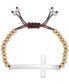 Фото #2 товара Two-Tone Cross Pendant Beaded Bracelet