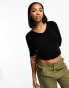 Urban Revivo v-neck ribbed jumper in black