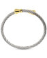 ფოტო #3 პროდუქტის Cable & Cap Two-Tone Bypass Bangle Bracelet in Stainless Steel & Yellow Gold PVD