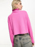 Фото #3 товара COLLUSION rib roll neck boxy top in pink
