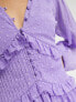 ASOS DESIGN Tall button through pintuck mini dobby dress in purple