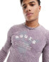 ASOS DESIGN muscle fit long sleeve t-shirt in washed purple rib with grunge front print