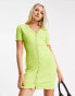 Noisy May mini button up dress in lime green