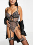 Фото #3 товара ASOS DESIGN Fuller Bust Lilah mesh underwired body with cut-outs & suspender straps in animal