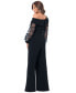 ფოტო #2 პროდუქტის Women's 3D Floral-Sleeve Wide-Leg Jumpsuit