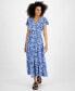 Фото #1 товара Petite Print Short-Sleeve Maxi Dress