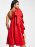 Forever New Petite – Minikleid in Rot mit One-Shoulder-Träger und drapierter Schleife