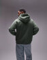 Topman oversized fit hoodie with floral embroidery in washed green