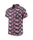 ფოტო #3 პროდუქტის Men's Navy Cleveland Guardians Floral Linen Button-Up Shirt