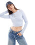 Фото #1 товара ASOS DESIGN fitted crop t-shirt with long sleeve in washed pastel blue